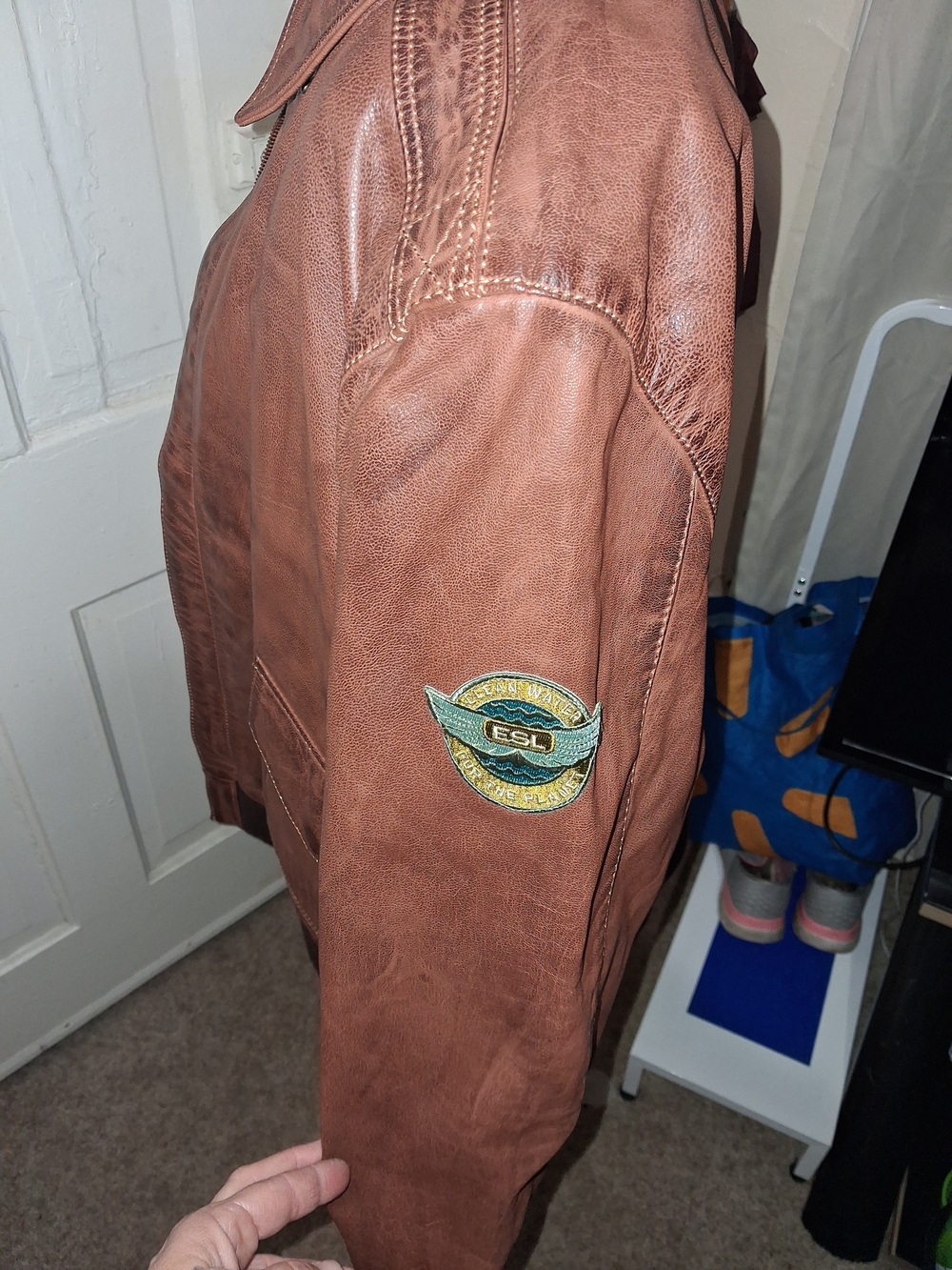 Bronco A-2 Style Men's Military Leather Jacket - Brown - Picture 3 of 9